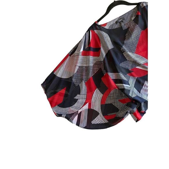 Alfini women’s built-in tank butterfly black and red sleeve top size P/S  - Picture 3 of 5